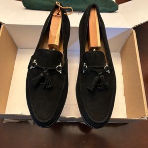 Bruno Magali black suede tassel with silver tone accents size 11D.